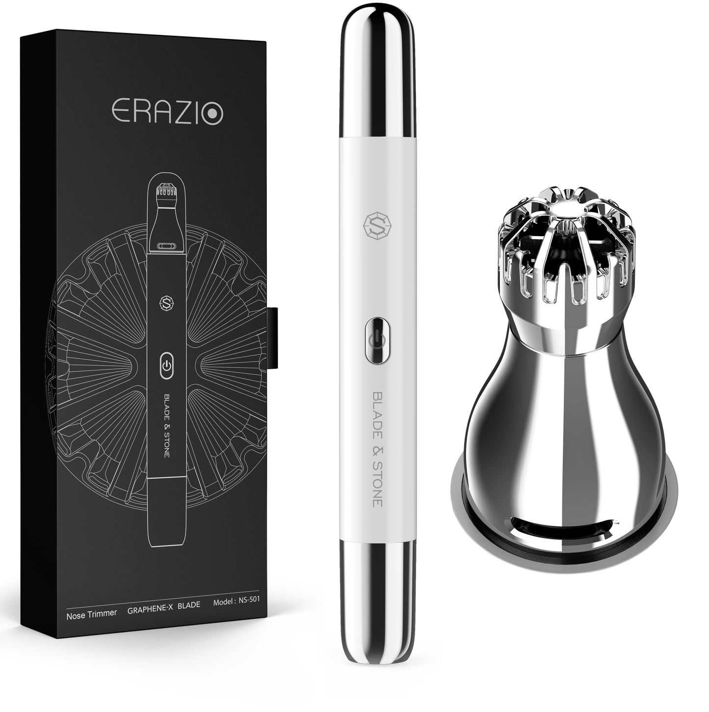 Nose Hair Trimmer White with Silver