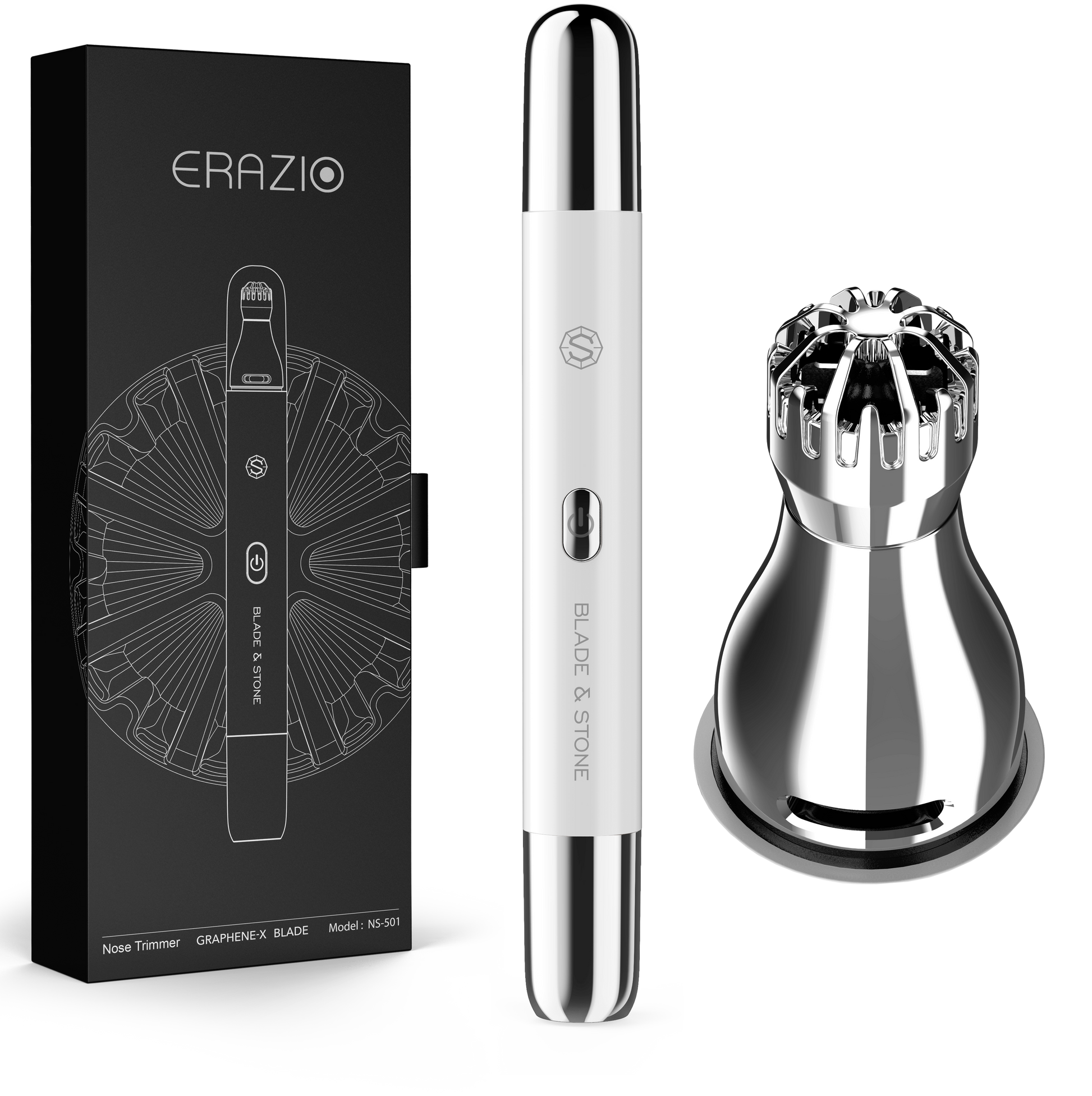 Nose Hair Trimmer White with Silver